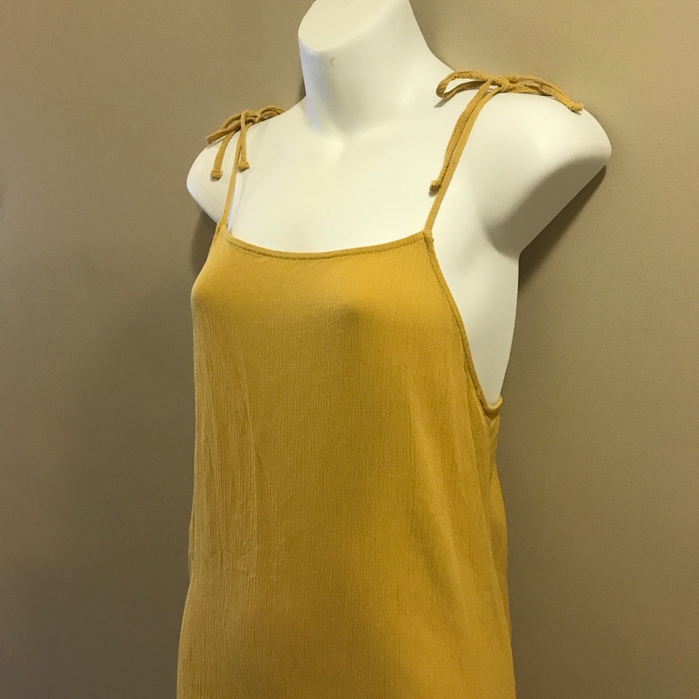 Mustard Yellow Tie Strap Slip Dress Small